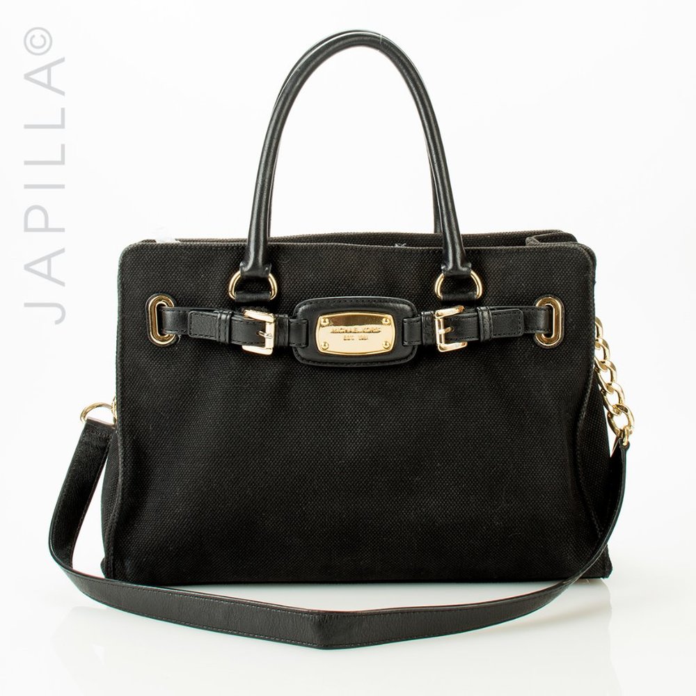 MICHAEL KORS CURDUROY BLACK SATCHEL